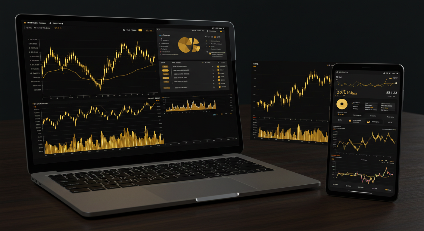 Plataforma Horus Cryptos em um laptop e celular